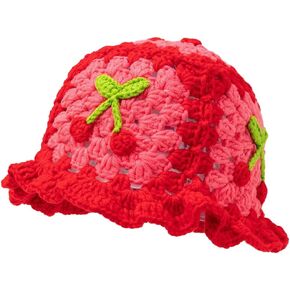 Crochet Bucket Hat for Women Handmade Floral Knitted Cute Beach Fishing Hat Fisherman Beanies Summer Sun Cap for Travel