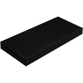 SONGMICS Floating Wall Shelf 15.7 Inches, with Metal Bracket for Easy Installation, Display Trinkets, Picture Frames, Potted Plants, in The Living Room, Entryway, Bedroom, Black ULWS014B01