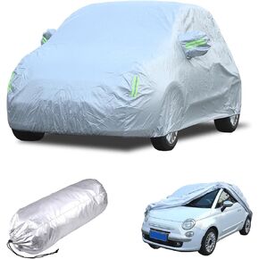 Car Cover Waterproof All Weather Compatible with Fiat 500/500 Abarth 2011-2024，Car Cover Sun Hail UV Snow Dust Protection Exterior Protection Cover