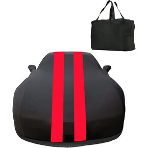 غطاء سيارة داخلي كورفيت 2020-2024 من القماش الفاخر مناسب للتنفس ومقاوم للغبار غطاء سيارة قابل للتمدد للمرآب تحت الأرض، عرض السيارة (أسود + أحمر) in Kuwait