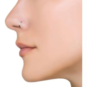 طوق أنف على شكل ورقة منحنية، خاتم أنف متموج من الفضة الإسترليني، مجوهرات أنف بوهيمية رقيقة مقاس 7 مم in Kuwait