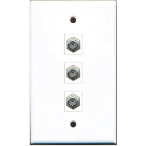 RiteAV - 3 Port Coax Cable TV- F-Type Wall Plate