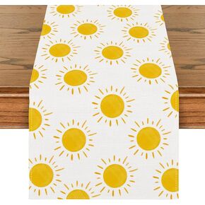 Summer Table Runner First Trip Around The Sun Decorations Here Comes The Son Baby Shower Decor Yellow Sunshine Sun Table Cover Summer Decorations for Home Party