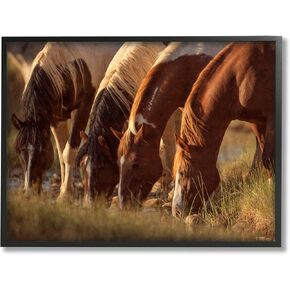 Stupell Industries Sunlit Horses Drinking Water Wildlife Nature Scene Framed Wall Art, Design By Jan Walters