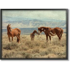 Stupell Industries Heartening Horse Foal Family Scenic Mountain Clouds Framed Wall Art, Design By Jan Walters