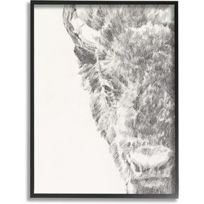 Stupell Industries Detailed Graphite Bison Rural Farm Animal Drawing Framed Wall Art, Design By Ethan Harper