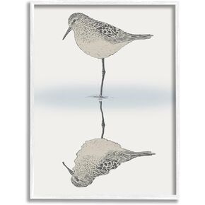 Stupell Industries Tranquil Sandpiper Bird Reflection Shallow Beach Shoreline Framed Wall Art, Design By Ziwei Li
