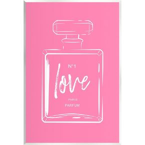 Stupell Industries Casual Glam Perfume Bold Pink Love Calligraphy Wood Wall Art, Design by Martina Pavlova