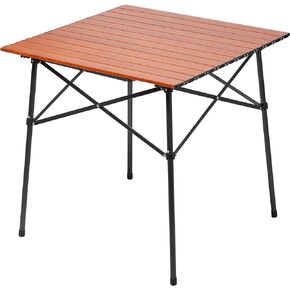 PORTAL Lightweight Aluminum Folding Square Table Roll Up Top 4 People Compact Table with Carry Bag for Camping, Picnic, Backyards, BBQ, Silver