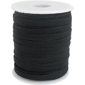 JESEP YONG 6mm White Flat Elastic Band for Sewing 1/4 inch 45 Yards Thin Elastic Knit Heavy Braided Stretch Elastic Strap Cord Rope Elastic Thread for Sewing-Waistband-Swimwear-Mask