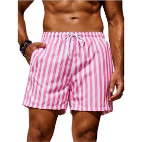 Verdusa Men's Striped Swim Trunks Quick Dry Swimwear Bathing Suit Borad Shorts