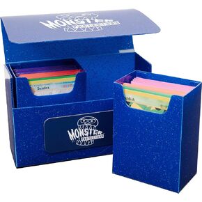 Monster Protectors Magnetic Double Deck Box - Blue Glitter, Holds 150 Gaming TCGs, Self-locking Closure, Compatible w Standard & Smaller Size Gaming Trading Cards, Removable Construction, Gift