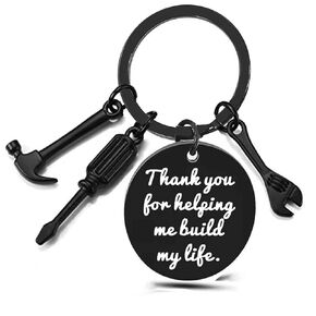 Bonus Dad Fathers Day Dad Gifts,Cool Bonus Dad Birthday Gifts for Dad,Personalized Keychain for Men,Funny Keychain with Hammer,Wrench and Screwdriver