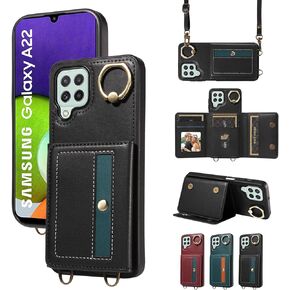 Furill Phone Case for Samsung Galaxy A12/M12 Wallet Cover with Crossbody Shoulder Strap and Leather Card Holder Credit Pocket 360°Rotatable Stand Cell Accessories A 12 5G A-12 S12 12A 4G Girls Black