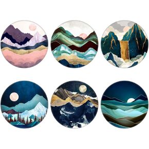 Multi-Function Cell Phone Stand, Rose Gold Mountain Sunset Expanding Stand Grip for Smartphones and Tablets (6 Pack)