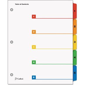 Cardinal OneStep Index System, 5-Tab, Numbered, Multi-Color, 1 Set (60518)