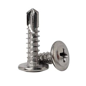 Junter 30 Pieces #8 x 1-1/4 inch Wafer Head Philips Self Drilling Sheet Metal Tek Modified Truss Head Self Driller 410 Stainless Steel Screws