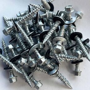 Metal Roofing Screws - #10 x 1.5" – Self Tapping ¼" Hex Head with EPDM Rubber Washer – for Metal to Wood, Corrugated Roofing, Siding, Sheds, Pancake Screw - Hex Drive Easy Install - Galvanized (250)
