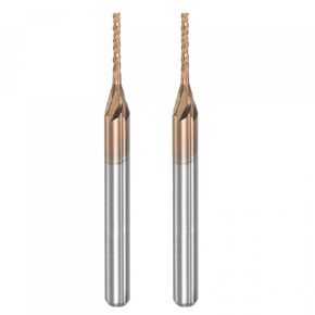uxcell End Mill CNC Router Bits, 1/8" 3.175mm Shank 1.8mm x 9mm Titanium Coated Tungsten Carbide Engraving Milling Cutter for PCB Plastic Fiber Wood 2pcs