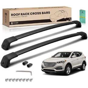YHTAUTO 165lbs Roof Rack Cross Bars w/Hardware Fit for Hyundai Santa Fe 2013-2018 (with Side ROOF Rails), T6063 Aluminum CrossBars Anti-Rust for Skiboard Kayak Snowboard Bike Cargo Luggage