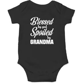 AW Fashions Blessed By God, Spoiled By Grandma Baby Bodysuit Cute Girl Newborn Apparel Funny Boy Clothes