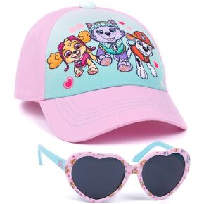Paw Patrol Girls Snapback Cap & Sunglasses | Skye Everest Marshall Summer Hat & Love Heart Shades | Adjustable Headwear Pink
