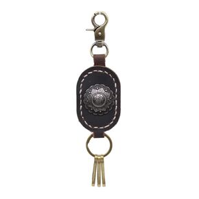 Handmade High Quality Genuine Leather Keychain Metal Button Gifts 3 Hooks 1 Key Ring