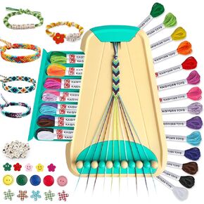 Arts and Crafts for Kids Ages 8-12,Friendship Bracelet Making Kit for Girl,Kids Jewelry Making Kit with 28 Pre-Cut Threads,Christmas Birthday Gifts for Ages 6 7 8 9 10 11 12 Year Old Light Blue