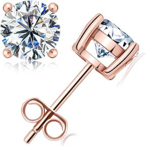 SAMIOVJ Moissanite Stud Earrings for Women, 0.5ct-2ct D Color Round Cut Lab Created Diamond Earrings 18K White Yellow Rose Gold Plated 925 Sterling Silver Moissanite Earrings for Women Men