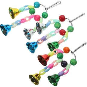 3pcs Parrot Colorful Beads Bell Parrot Chewing Toys Beaded Trim Bird Tearing Toy Parrot Chew Toys Bird Cage Decor Birdcage Bell Pendants Parakeet Large Acrylic Colored Beads Metal