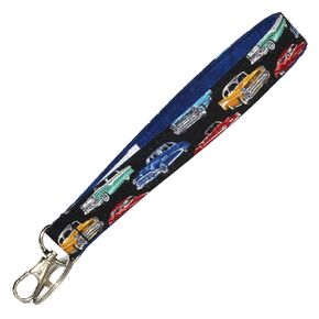 Vintage Car Keychain - Black With Retro Automobiles - Key Fob Strap - 3/4 Inch x 6 Inch Loop - Cool Car Accessories - Handmade by Green Acorn Kitchen