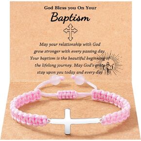 Tarsus Baptism/First Communion Gifts for Boys/Girls, Cross Bracelet Braided Rope Baptism Communion for Boys Girls