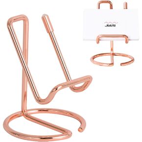 JIARI 2 Pack Metal Business Card Holder for Desk, Gold Vertical Card Display Stand Organizer for Office and Home (Style-A-Gold)