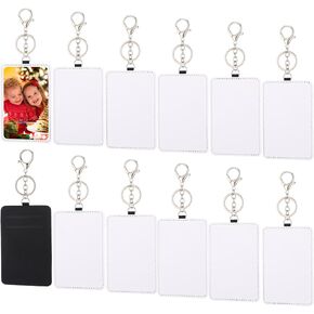Eersida 12 Pcs Sublimation Work Card Holder Rectangle Portable Transportation Card Holder Leather Sublimation Badge Holders Printable Blank Card Carrier Case for Men Women Business Passport ID Card