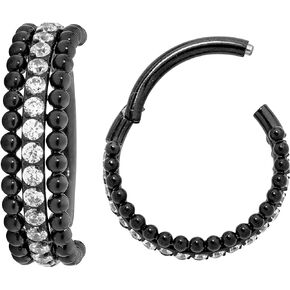 365 Sleepers 16G Titanium 8mm 10mm Double Gem Hinged Segment Ring Helix Tragus Septum Clicker Nose Lip Huggie Hoop Earring Body Piercing Jewelry