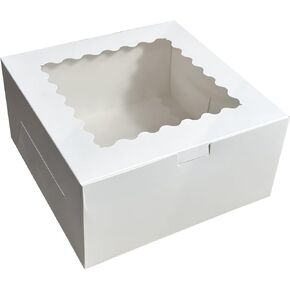 YJSTWXFP 24pcs Cake Boxes, 10x10x5 Inches Tall Cake Box with Window, White Cake Boxes 10 inch, Bakery Boxes Disposable Cake Containers for Multi-Layer Cakes, Pastries, Pie in Saudi Arabia