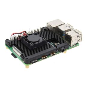 Geekworm غرفة تبريد مدمجة بسمك 7 مم مع مروحة (P165-A) لـ Raspberry Pi 4، مشعاع ألومنيوم Armor مع مروحة تبريد 5 فولت متوافقة مع كمبيوتر Raspberry Pi 4 Model B