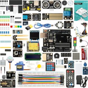 مجموعة RockBee UNO R3 المتوسطة والبرنامج التعليمي (73 عنصرًا)، مع بطاقة الذاكرة، تستخدم الرقائق الأصلية المتوافقة مع Arduino IDE in Kuwait