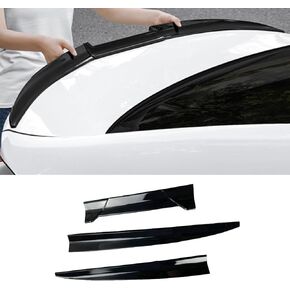 Universal Car Rear Spoiler, No-Punch Grain Blade Modification Parts Three-Section Combination Tail Trunk Wing, 3PCS/1SET 54inches Carbon Fiber