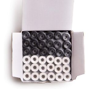 144 Black/White Prewound Bobbins for Brother Embroidery Machine Size A (156) 90 Weight