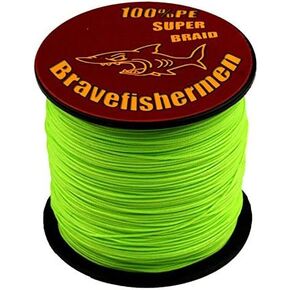 خط صيد مجدول من Bravefishermen فائق القوة من 6 رطل إلى 100 رطل أخضر فلوري