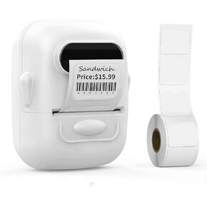PRIMAKNTER Label Maker, Label Maker Machine with Tape, P50 Barcode Printer 2 inch BluetoothThermal Label Maker for Small Business Home Address Clothing for Phone/PC (White Printer+1 Tape)