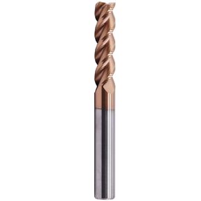 High Performance Solid Carbide End Mill for Aluminum - ZRN Coated, 45 Degree Helix, 3 Flute, 3/8" Cutting Diameter, 3/8" Shank Diameter, 1-1/2" Length of Cut, 3-1/2" Overall Length, Square End