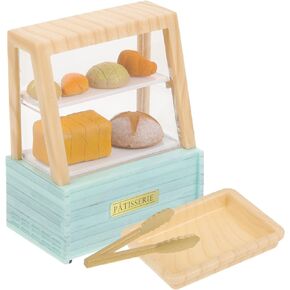 Miniature Bakery Case 1 Set Cake Stand Display Cabinet Mini Cake Cabinet with Food Miniature for Model Playhouse Props Dollhouse Bread Shop