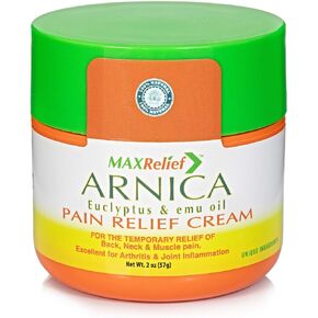 كريم الألم MaxRelief Arnica Montana - تركيبة متقدمة للتخفيف العميق - تهدئة آلام الركبة والمفاصل والعضلات - تقليل التورم والتهاب المفاصل والألم الليفي العضلي وتخفيف التهاب اللفافة الأخمصية - زيت Emu 3.5 أونصة