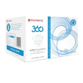 قناع الوجه التوت البري 360 إيرلوب المستوى 3، فضي، (عبوة من 320 قطعة) in Kuwait