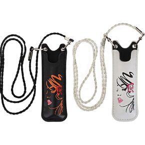 2PCS PU Pouch with Long Lanyard for Pen Batteries and Pen (White + Black) (Black + Brown) (White + Black)