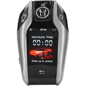 LCD Screen Smart Key, Smart Key Remote Keyless Entry with LCD Touch Screen for All Start Stop Engine Button (Black)