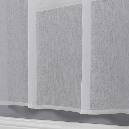 WUBODTI Faux Linen Off White Semi Sheer Curtains 84 Inch Long 2 Panel Sets for Living Room, Rod Pocket Semi Sheer Solid Voile Privacy Window Curtain Drapes for Bedroom Dining Room, 52"x84" in Saudi Arabia