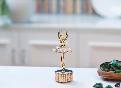 صندوق موسيقى ماتاشي راقصة باليه مطلي بالذهب 24 قيراط مع كريستالات وردية، ديكور منزلي لغرفة النوم، زينة على الطاولة هدية للزوجة الموسيقية والأم في عيد الأم وعيد الميلاد وعيد الحب (الذاكرة) in Kuwait